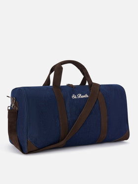 Blue Jetleg denim duffle bag with logo embroidery