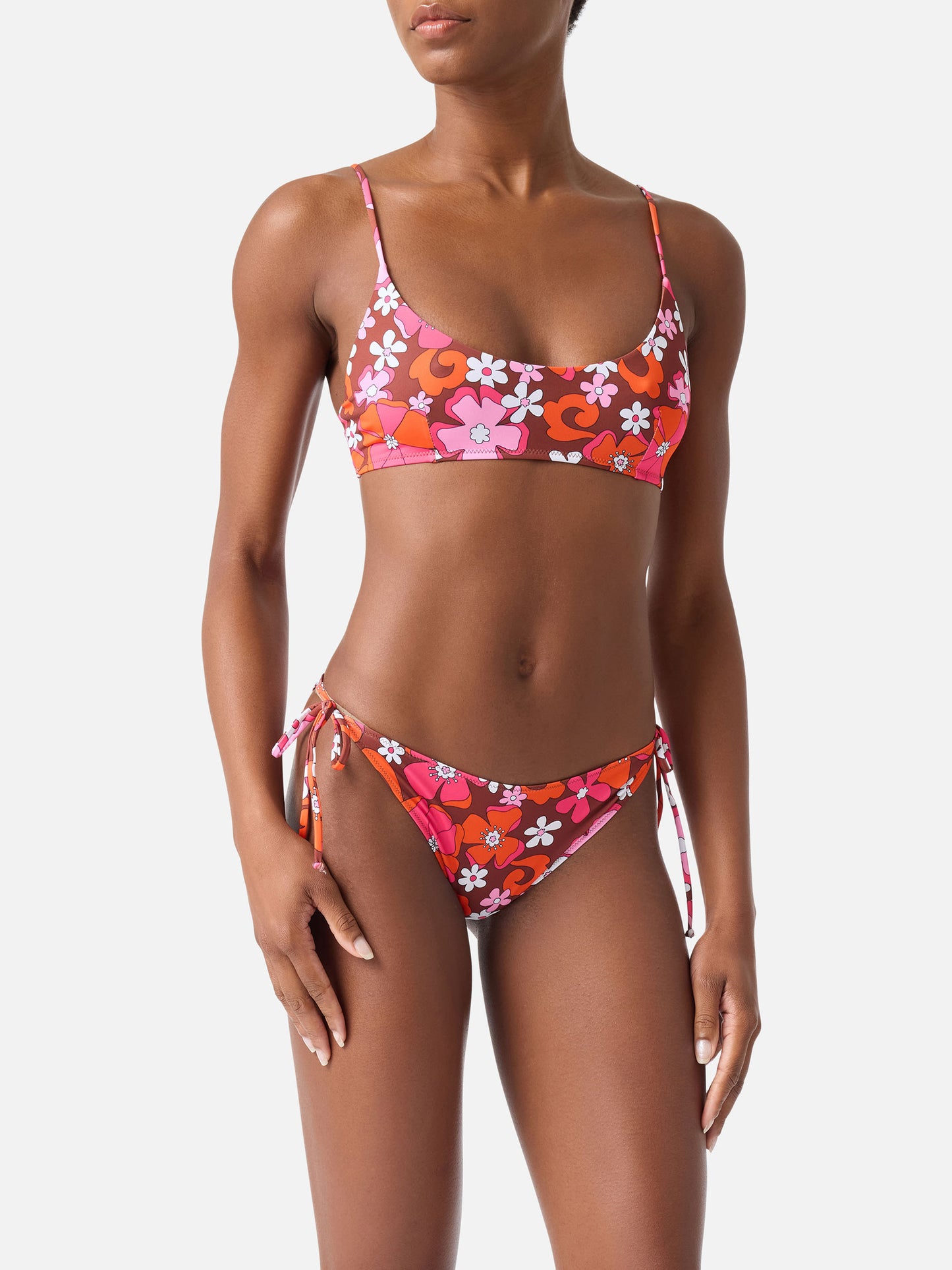 Judy Virgo Bralette-Bikini mit Retro-Blumenmuster 