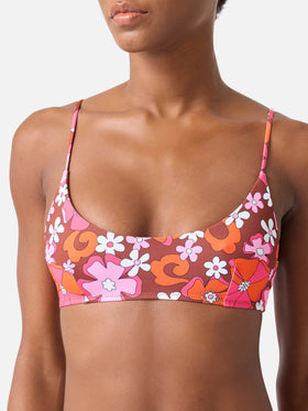 Judy Virgo Bralette-Bikini mit Retro-Blumenmuster 