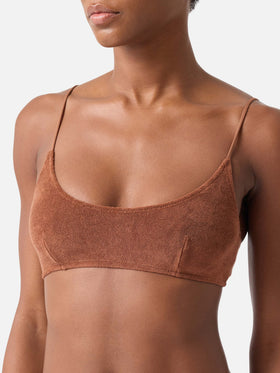 Top bikini Judy bralette marrone in spugna tinta unita