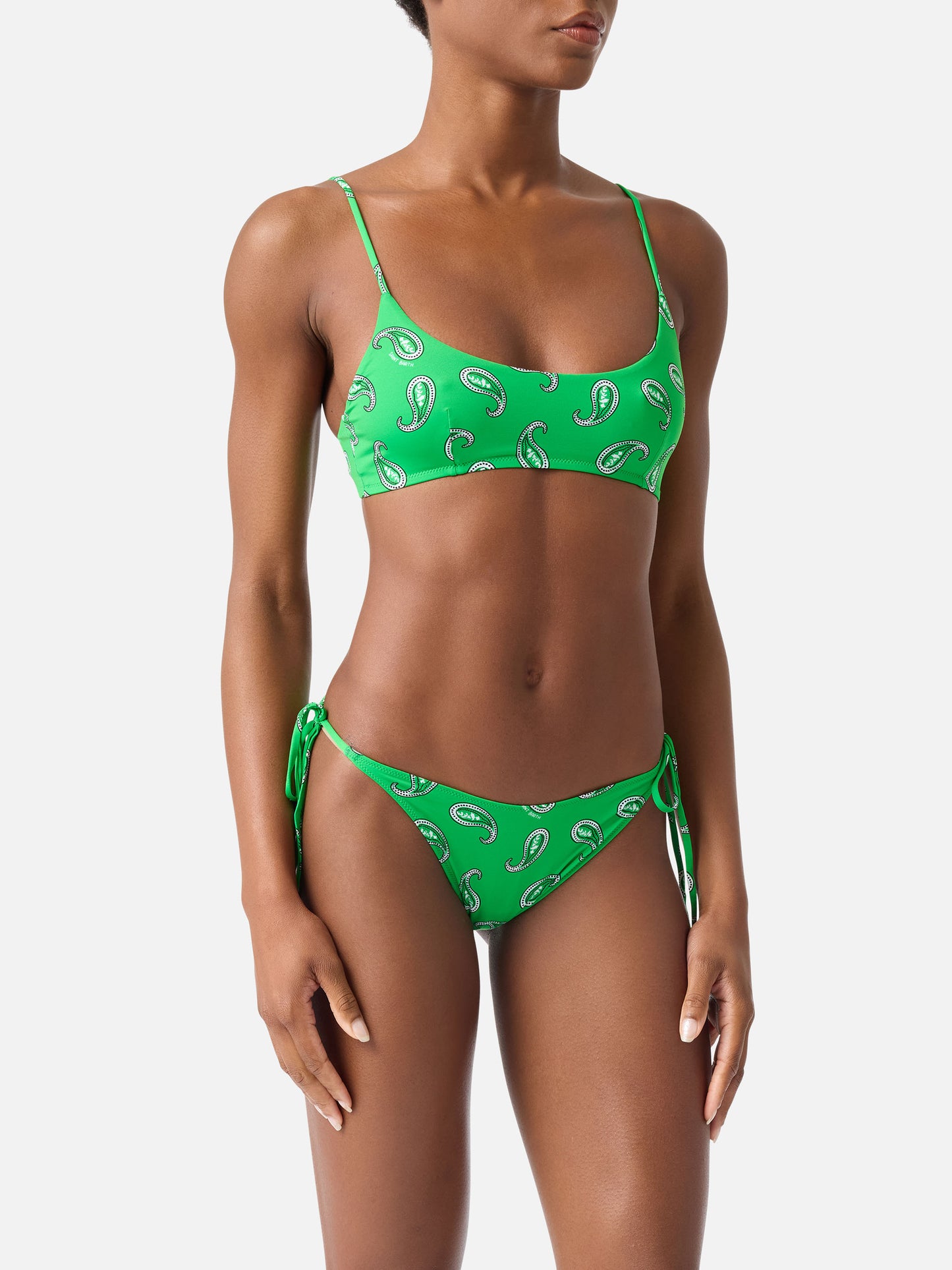 Top de bikini tipo bralette Green Judy con estampado paisley 