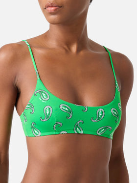 Top de bikini tipo bralette Green Judy con estampado paisley 