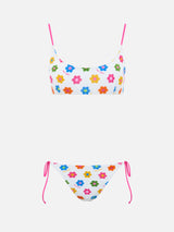 Damen Frottee-Bralette-Bikini Judy Marielle mit Gänseblümchen-Print