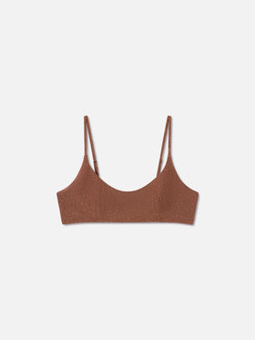 Braunes Judy Lurex-Bikinioberteil im Bralette-Stil 