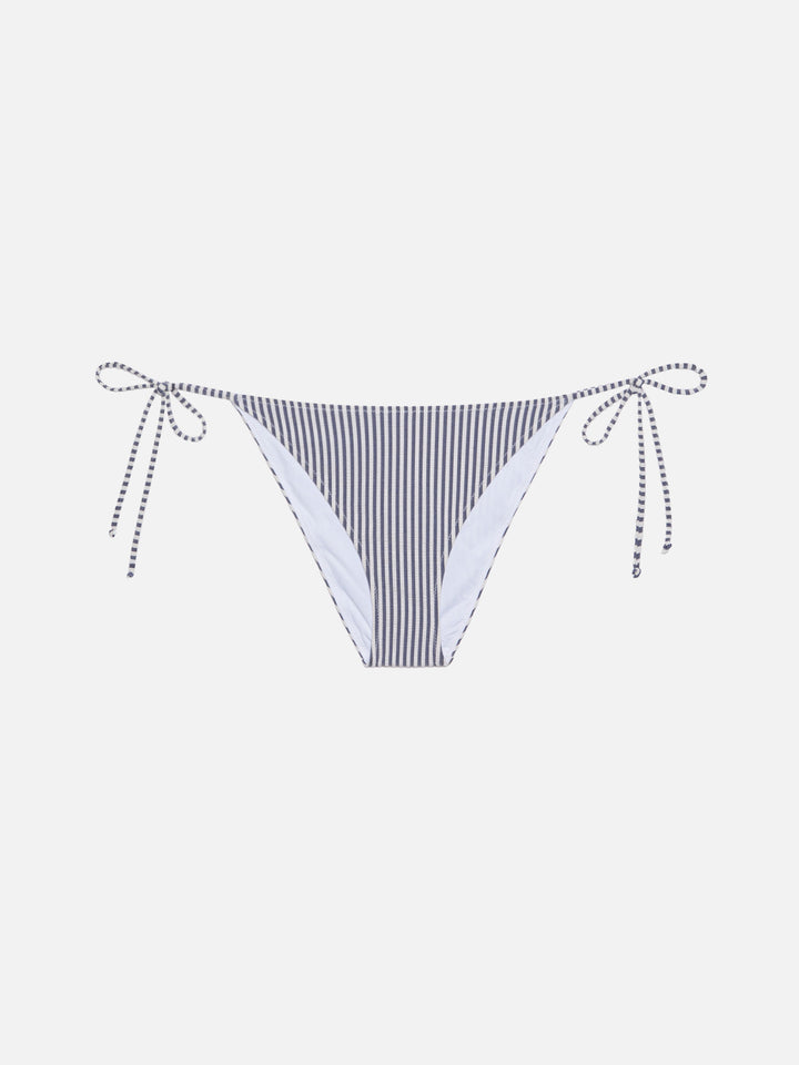 Virgo classic swim briefs with striped print - Judy seersucker bralette top with striped print - MC2 Saint Barth