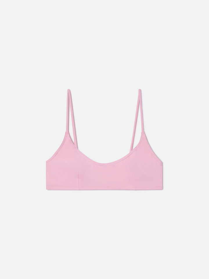 Judy Bralette-Bikinioberteil in einfarbigem Pastellrosa 