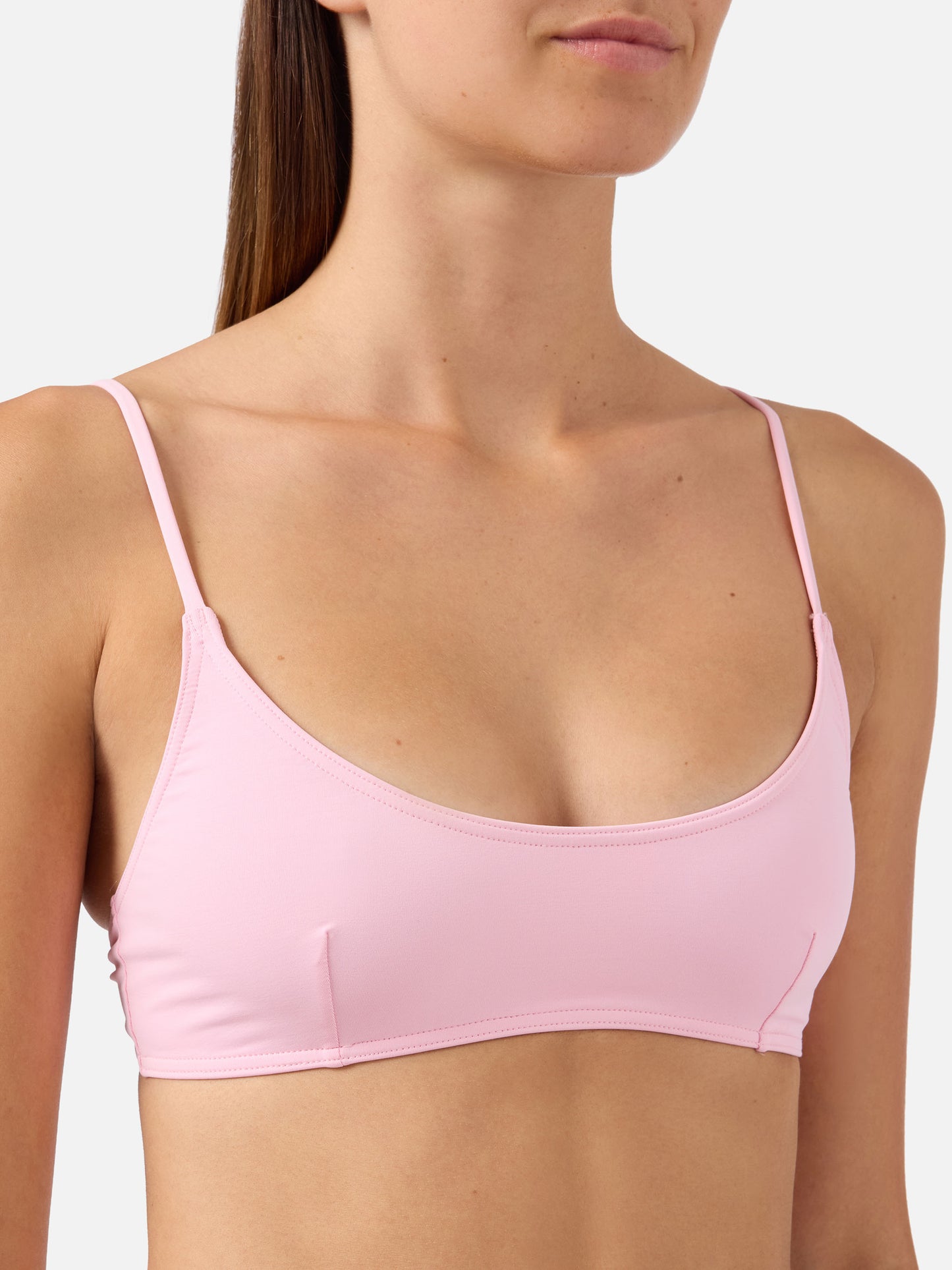Top de bikini bralette Judy en rosa pastel liso 