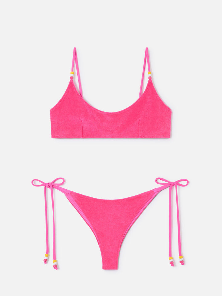 Judy Marielle fuchsia terry bralette bikini