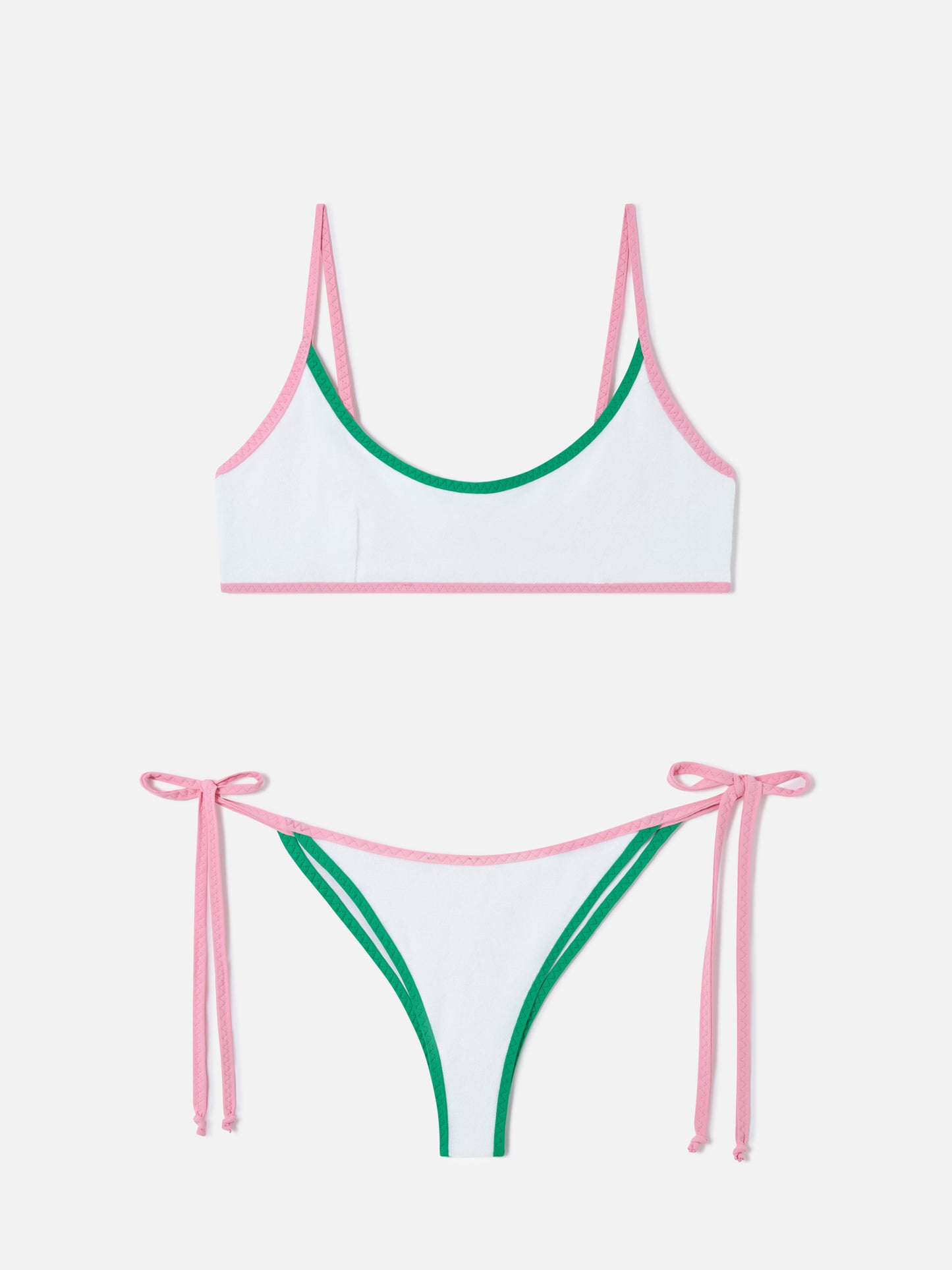 Bikini bralette Judy Marielle en éponge blanche avec passepoil 