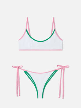 Bikini bralette Judy Marielle en éponge blanche avec passepoil 