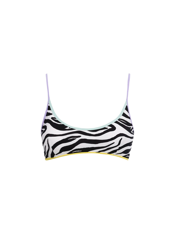Damen Zebra-Bralette-Strandoberteil Judy mit Paspelierung