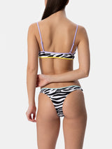 Woman zebra bralette bikini Judy Naomi with piping