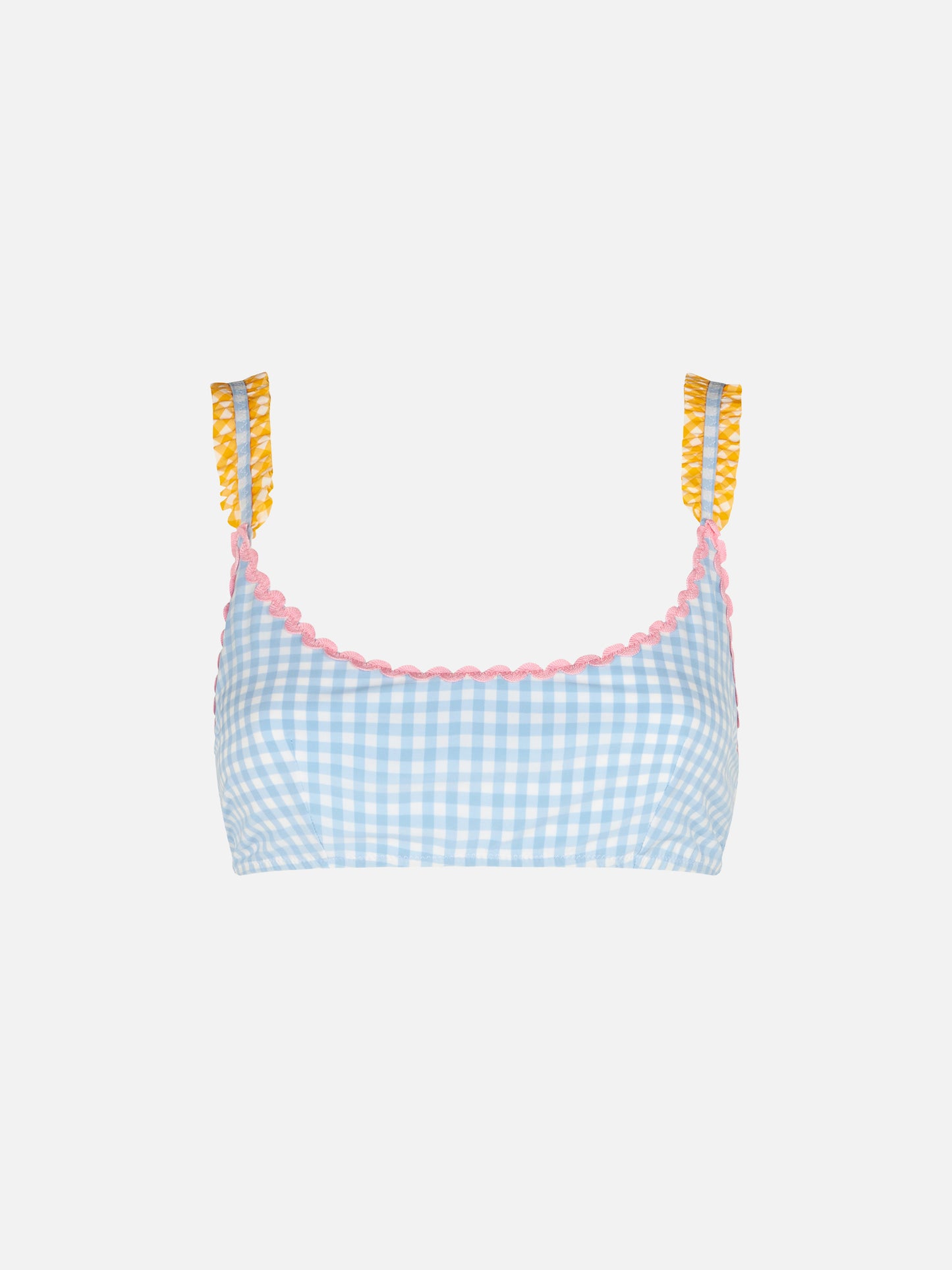 Damen-Bralette-Badeanzug mit Gingham-Print