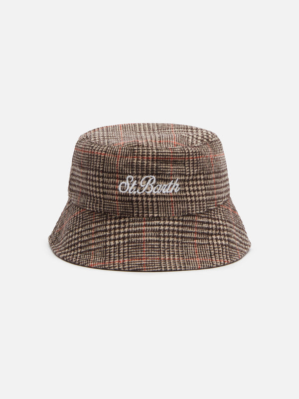 Man bucket hat with Prince of Wales print