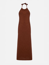 Lurex brown knitted long dress