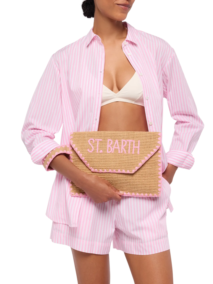 Jute Envelope pouch with trim - MC2 Saint Barth