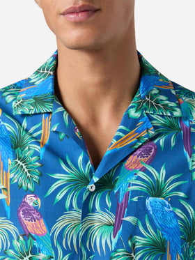 Kalea cotton shirt with tropical print