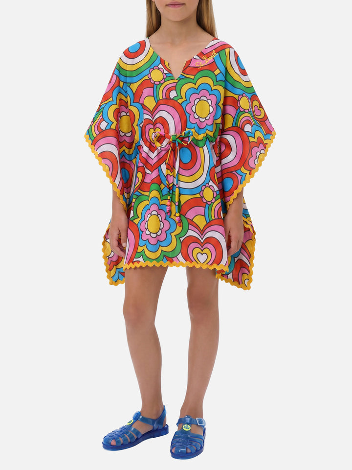 Kate poncho with crazy shapes print