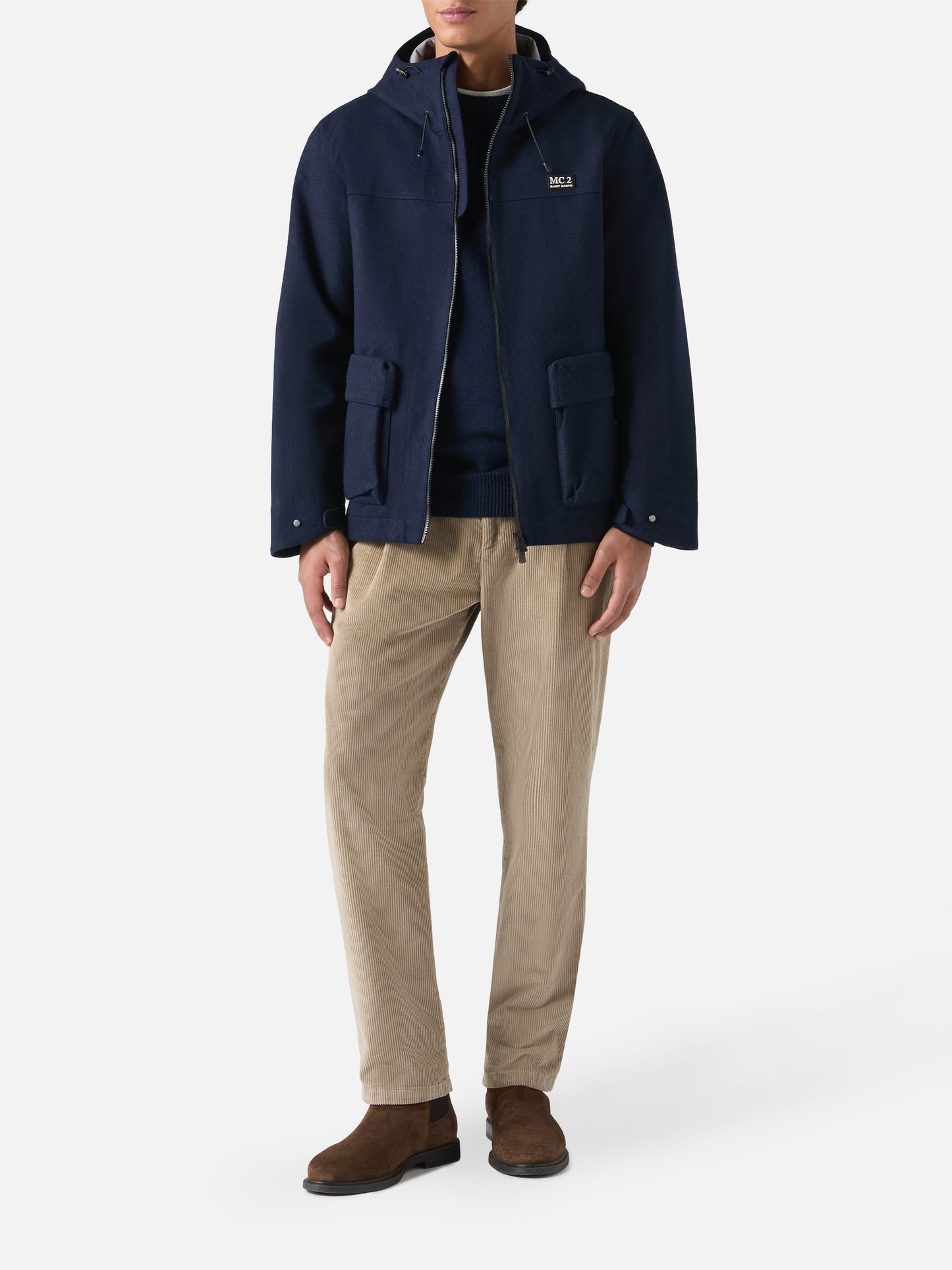 Hooded navy blue windbreaker jacket Kauris