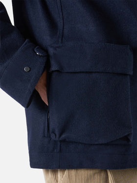Hooded navy blue windbreaker jacket Kauris