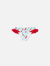 Kelly ruffled swim briefs with cherry and gingham print