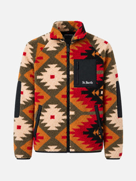 Multicolor Keystone sherpa fleece jacket with navajo pattern