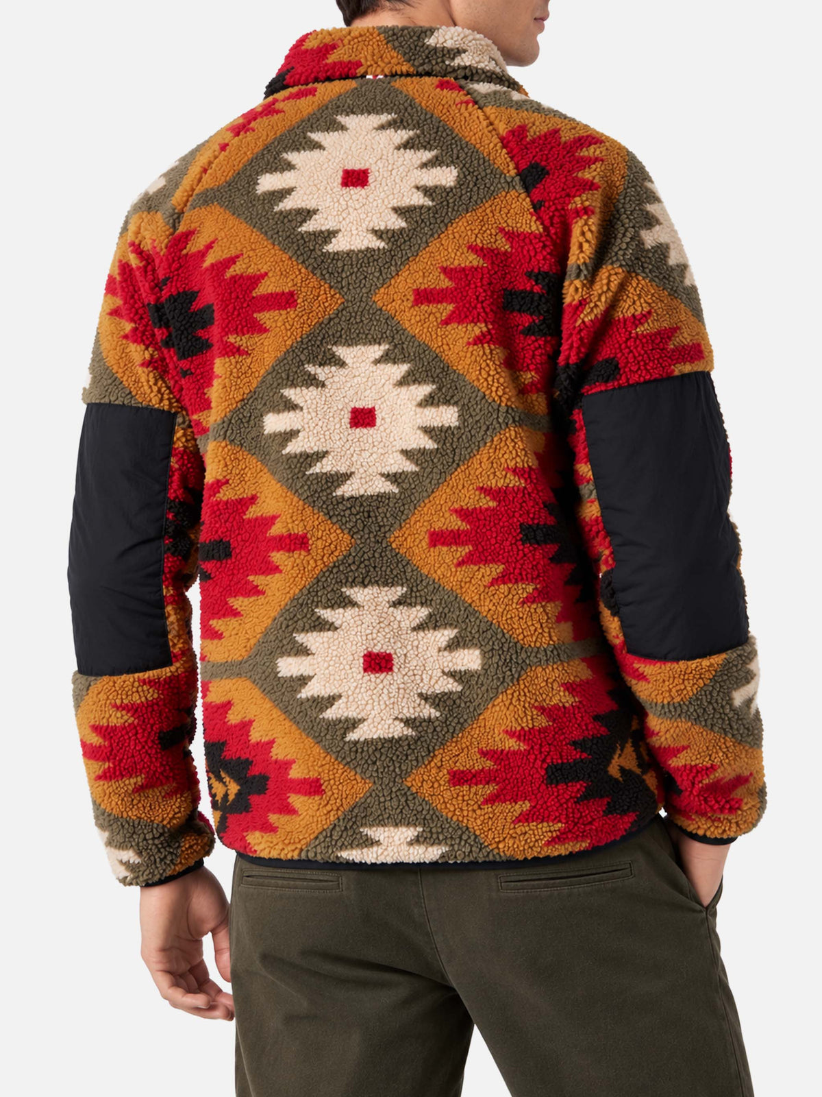 Multicolor Keystone sherpa fleece jacket with navajo pattern