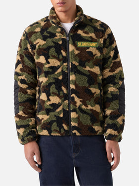 Camouflage Keystone sherpa jacket with St. Barth Army patch