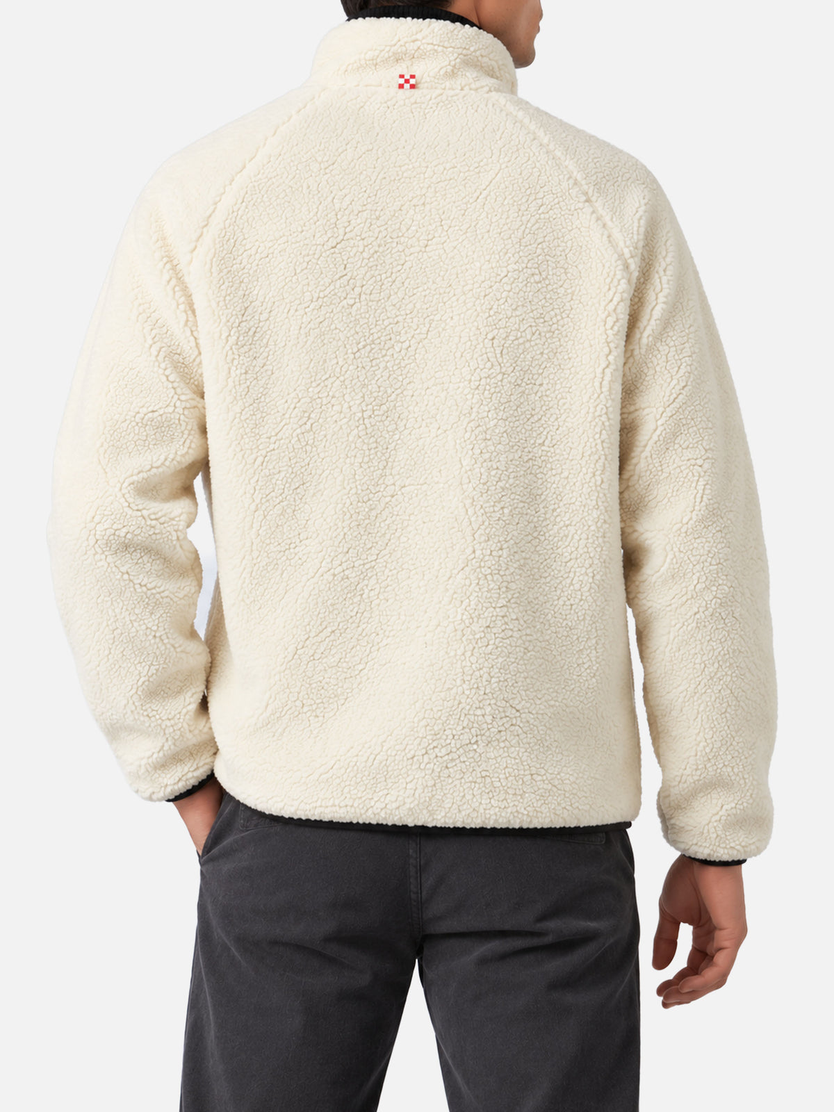 Chaqueta Keystone de sherpa blanca con bolsillos de parche pied de poule 