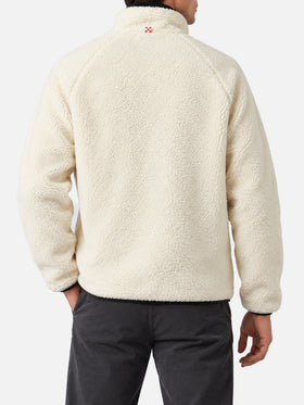 Chaqueta Keystone de sherpa blanca con bolsillos de parche pied de poule 