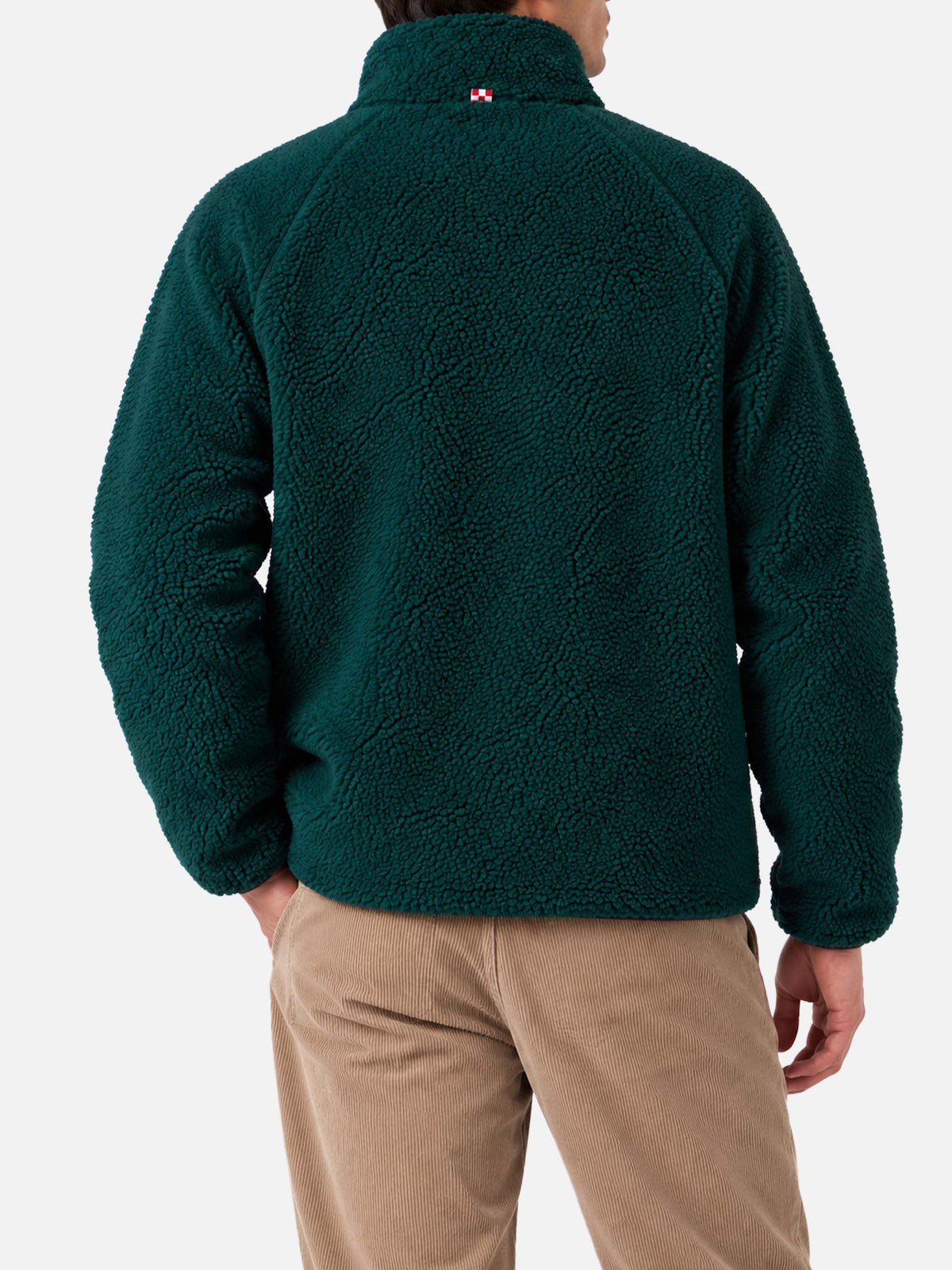 Keystone grüne Sherpa-Jacke mit Patch-Taschen in Pied-de-Poule-Optik 