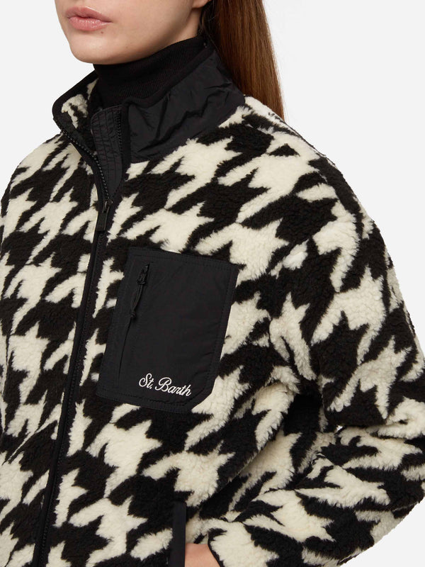 Teddy-fleece jacket Keystone with pied de poule print