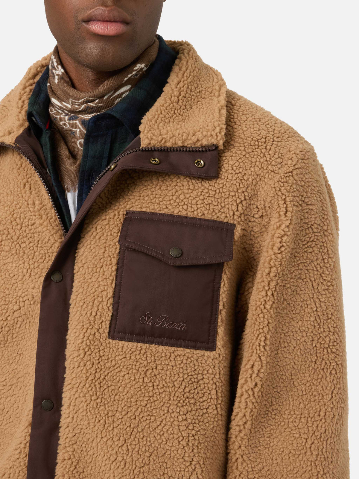 Veste teddy Keystone beige avec fermeture zippée 