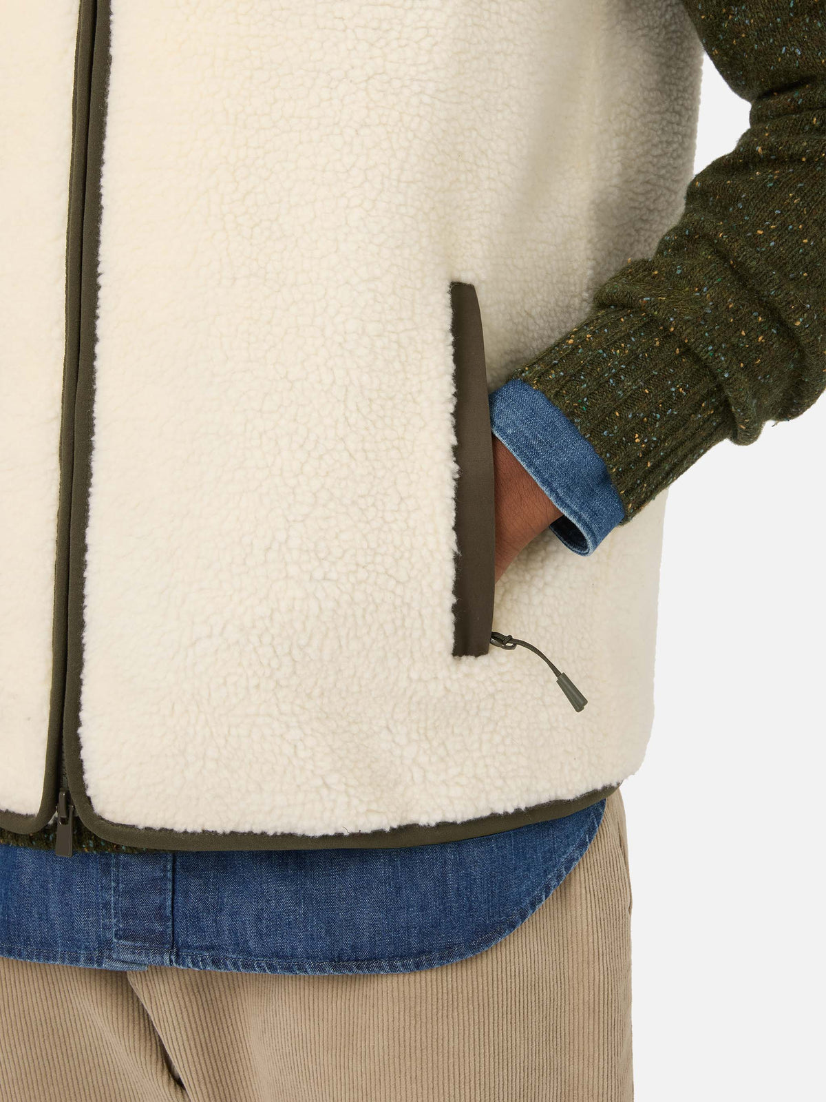 Gilet teddy Keystone Off white avec fermeture zippée 