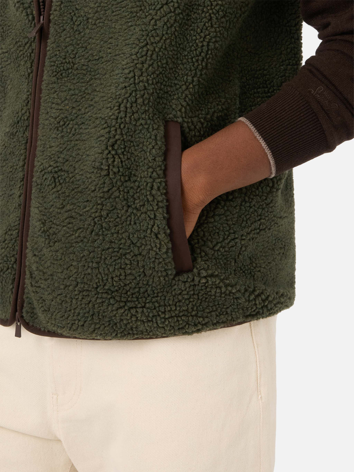 Teddy-Weste Keystone in Military Green mit Reißverschluss 