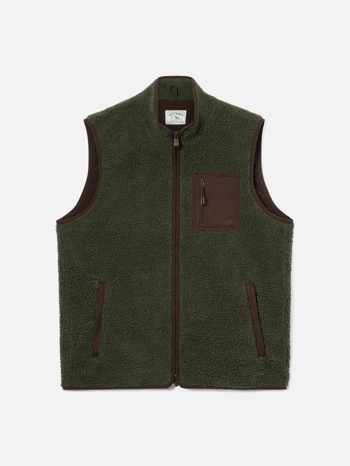 Teddy-Weste Keystone in Military Green mit Reißverschluss 
