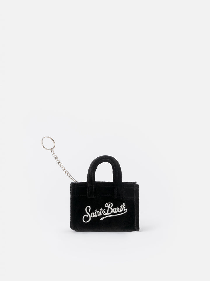 Black velvet fabric Key Holder with logo embroidery - MC2 Saint Barth