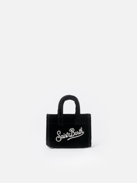 Black velvet fabric Key Holder with logo embroidery - MC2 Saint Barth