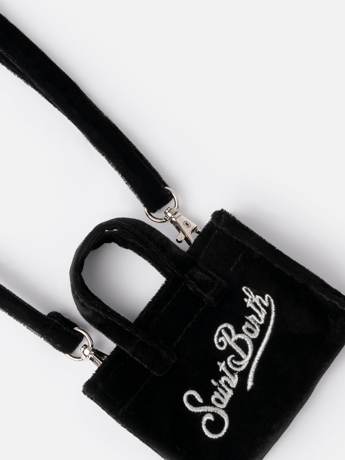 Black velvet fabric Key Holder with logo embroidery - MC2 Saint Barth