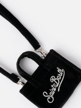 Black velvet fabric Key Holder with logo embroidery - MC2 Saint Barth