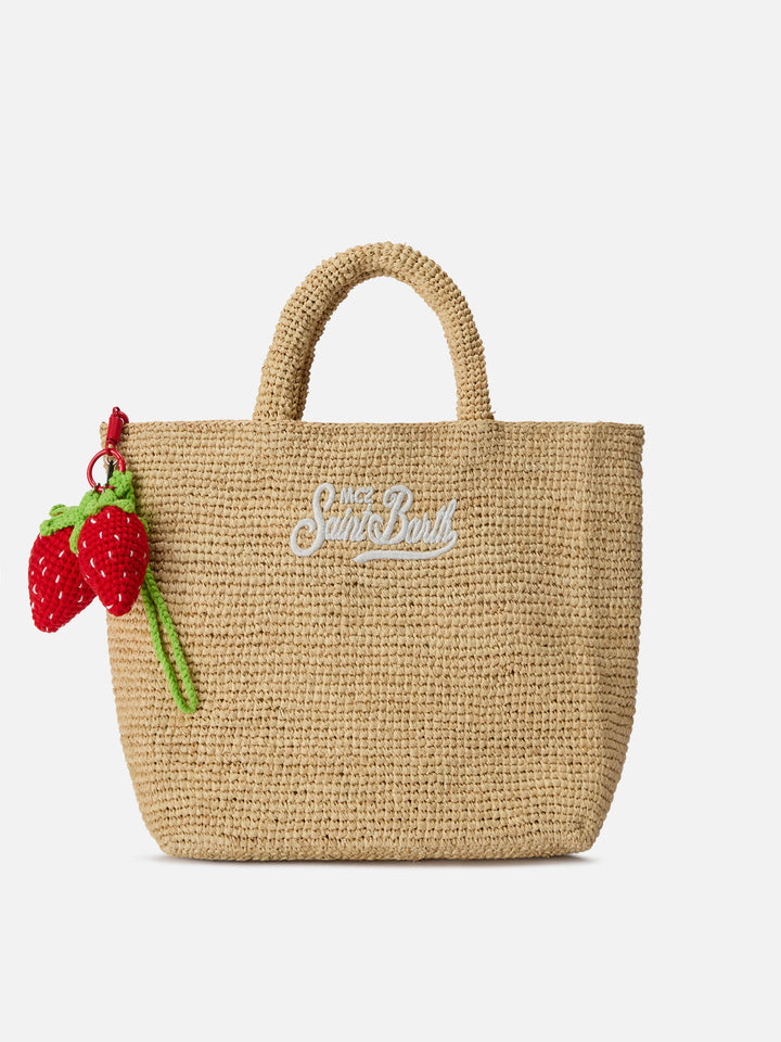 Funny bag Charm with crochet padded strawberries