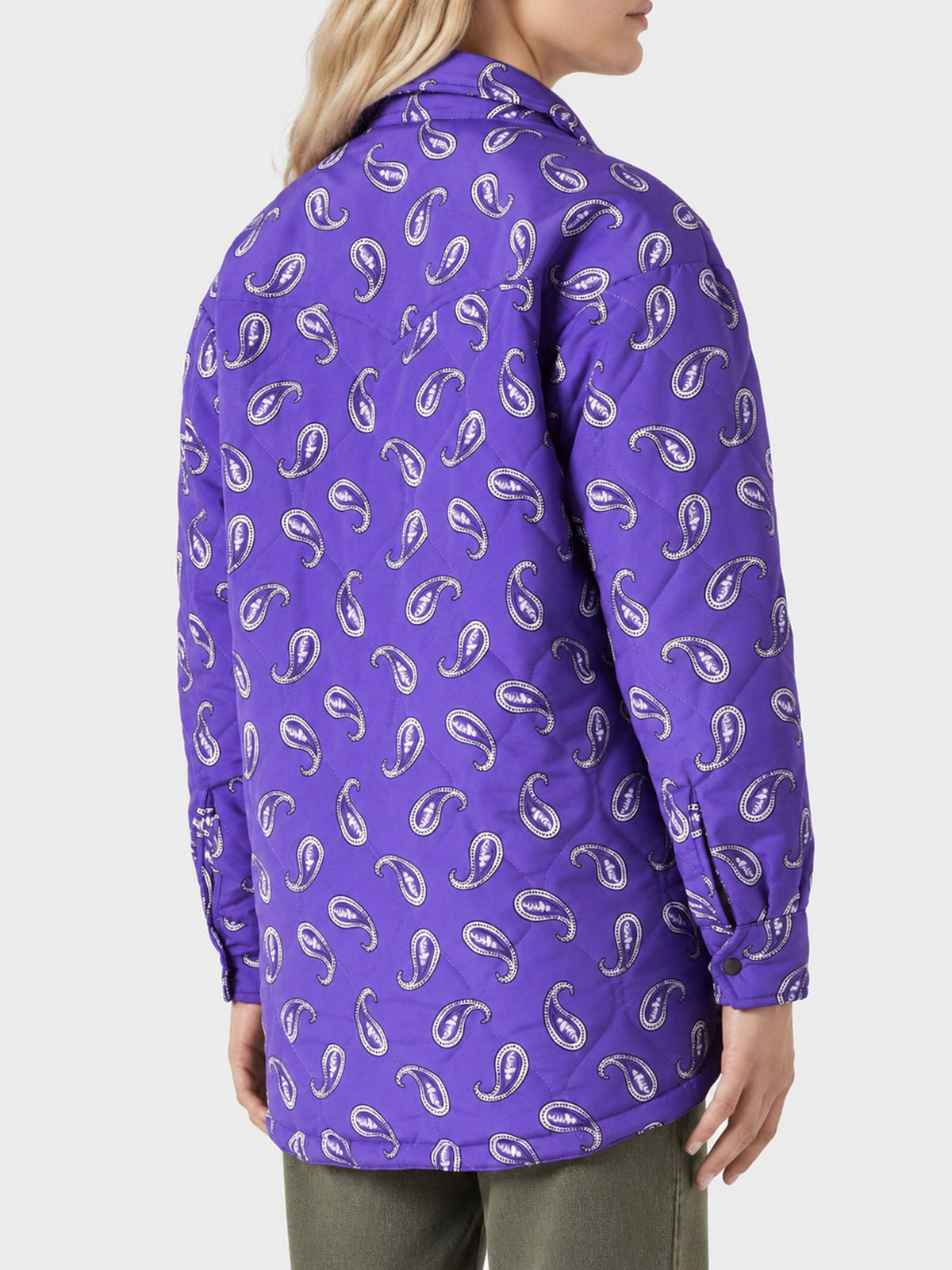 Purple Kimmy quilted jacket with paisley print