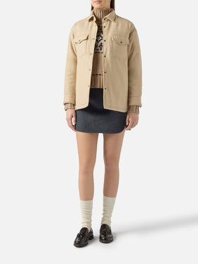 Woman wooly jacket with Saint Barth rhinestones print