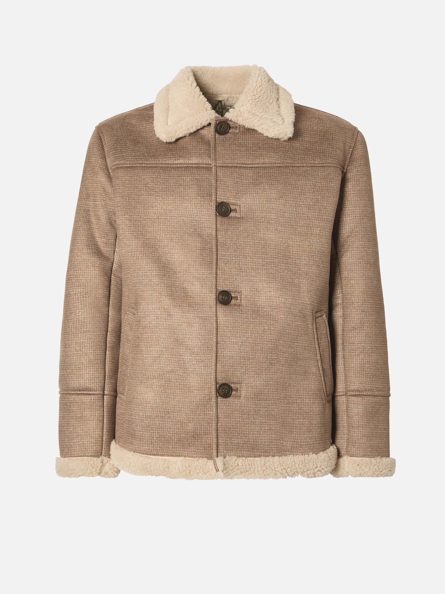 Kells pied de poule jacket with faux shearling collar