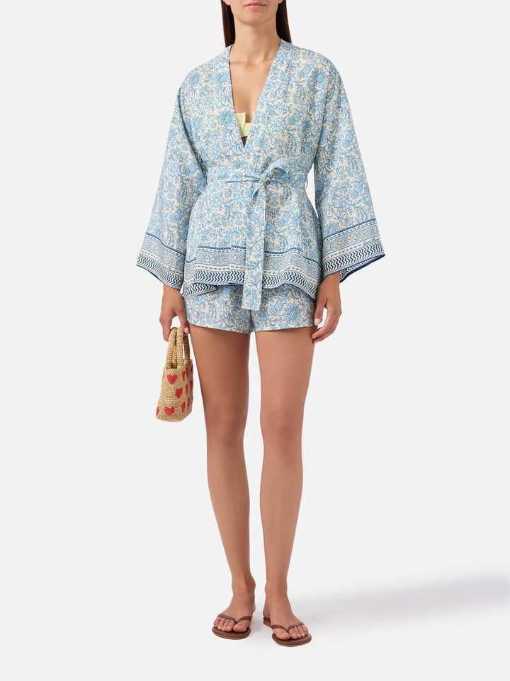 Kammy Seidenshorts mit floralem Batik-Print 