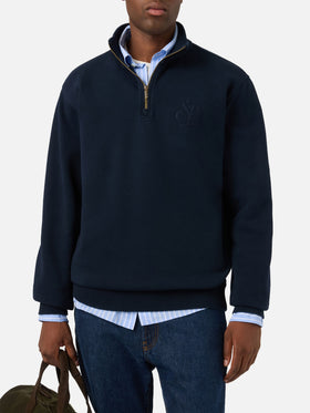 Navy blue Kenneth cotton sweatshirt with SB Legacy monogram