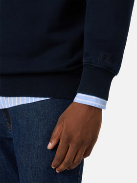 Navy blue Kenneth cotton sweatshirt with SB Legacy monogram