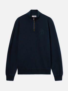 Navy blue Kenneth cotton sweatshirt with SB Legacy monogram