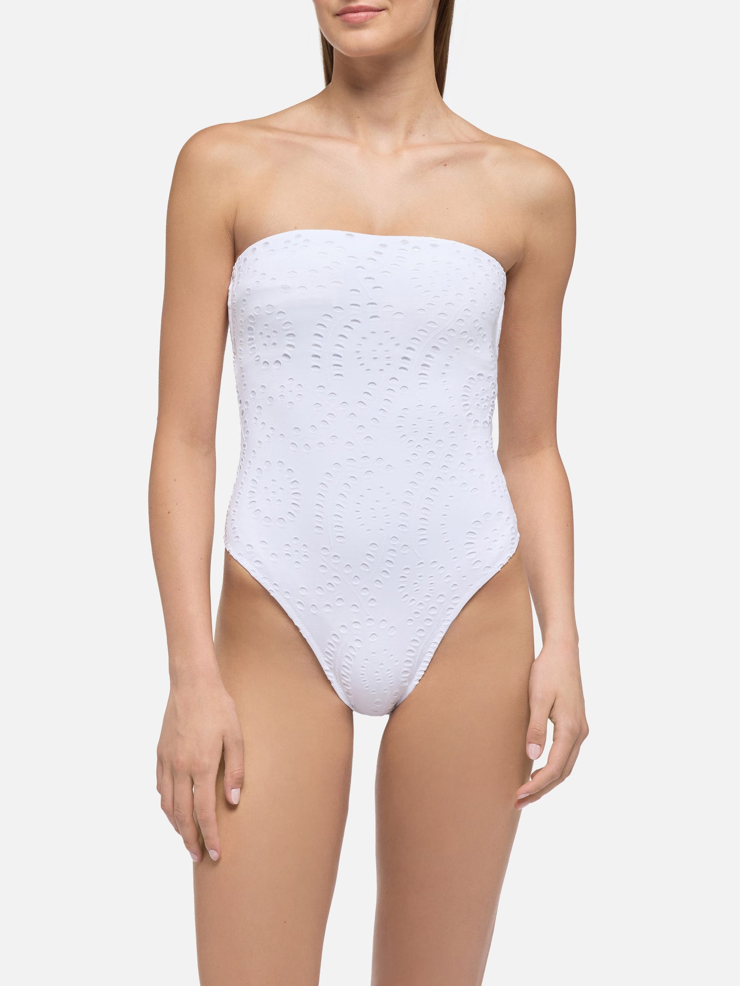 Kayla white sangallo lace one-piece swimsuit