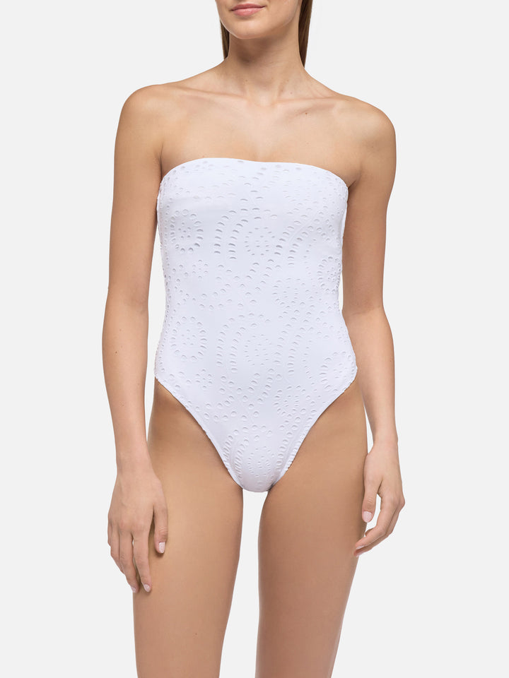 Kayla white sangallo lace one-piece swimsuit